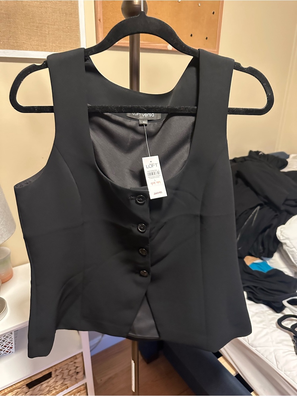 NWT LOFT Versa Black Button Vest